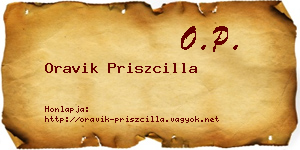 Oravik Priszcilla névjegykártya
